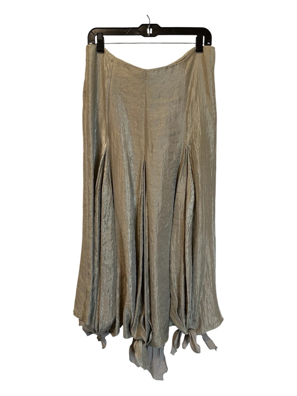 Ronen Chen Metallic Champagne Satin Flared Women's Skirt